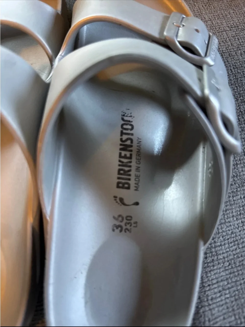 Birkenstock Silver Two-Strap Arizona Sandals